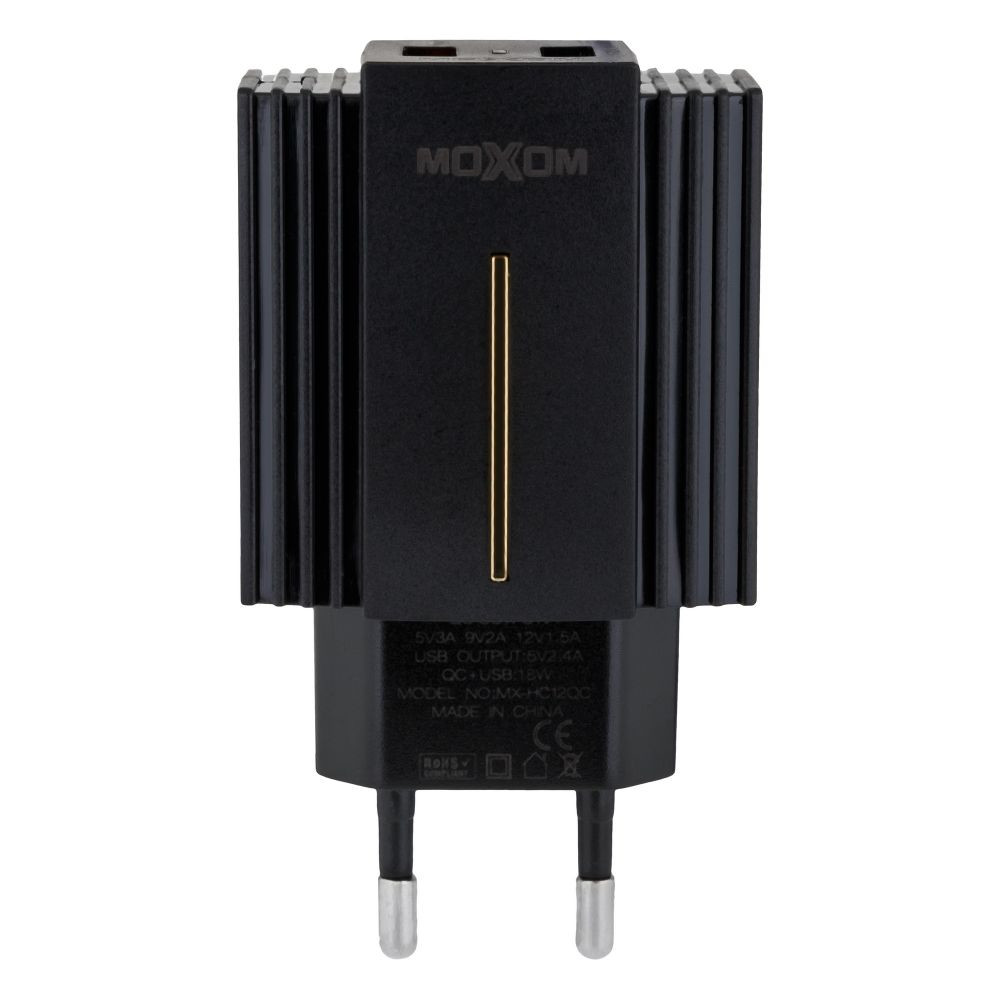Мережевий Зарядний Пристрій Moxom MX-HC12 Type-C QC 3.0 2USB Black - 1