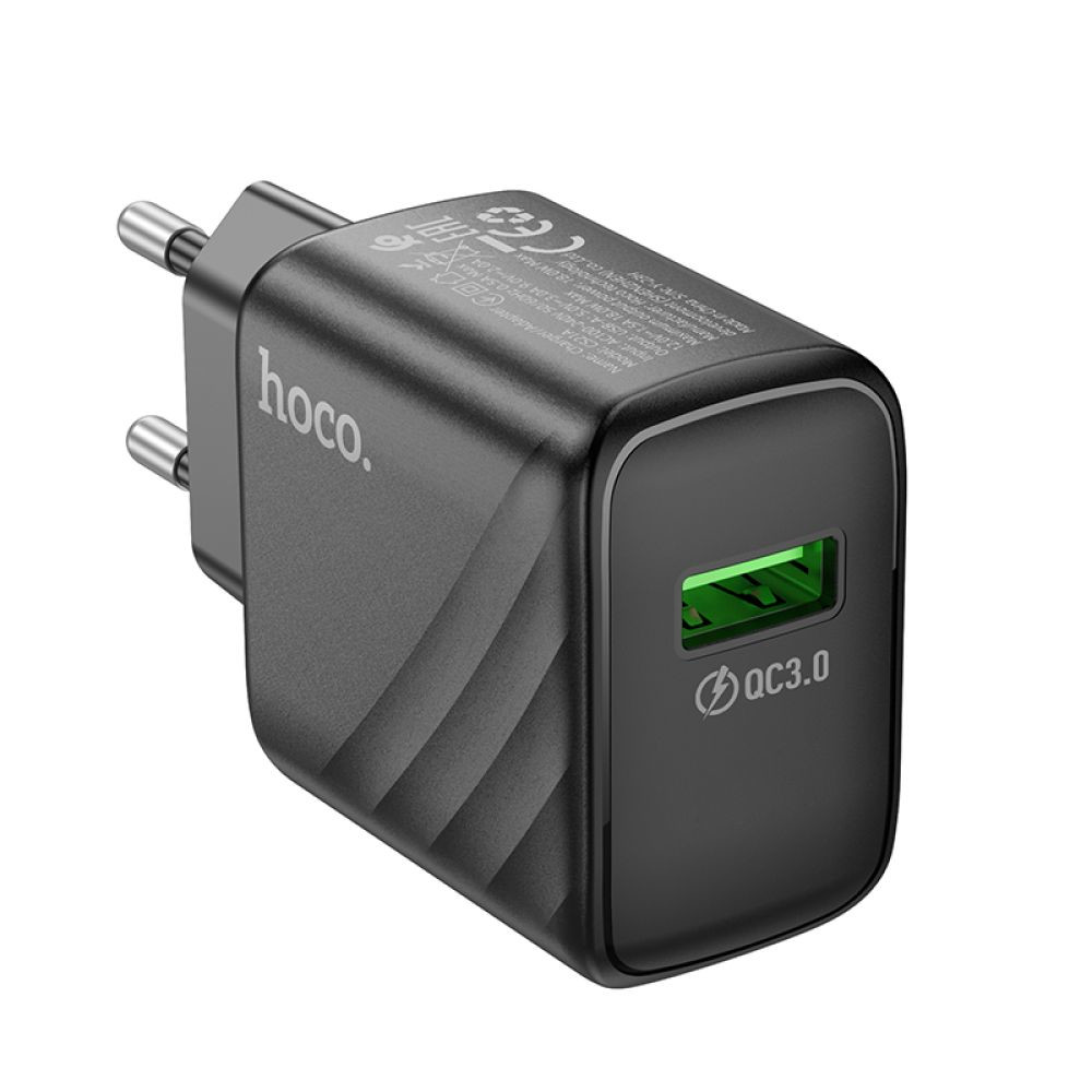 Мережевий Зарядний Пристрій Hoco CS21A, USB-A, QC3.0 18W, Black - 3