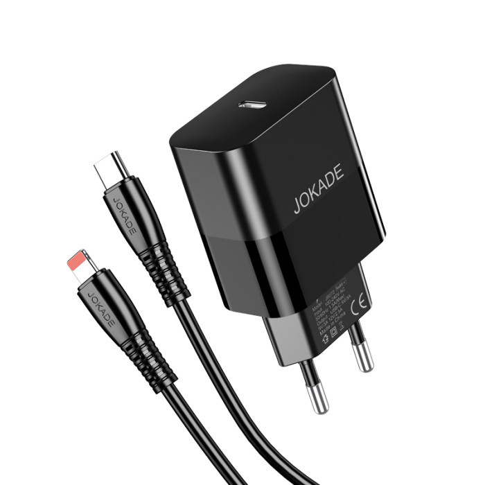 Мережевий зарядний пристрій Jokade JB073, Cable Type-C to Lightning, 30W, Black - 1