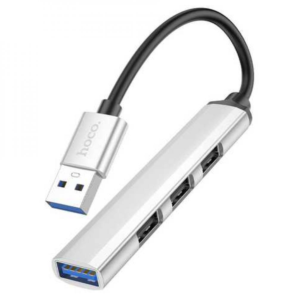 USB-хаб Hoco HB26 4 in 1 USB to USB3.0/3xUSB2.0 Silver - 1