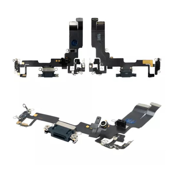 Шлейф для iPhone 14, з роз'ємом зарядки та мікрофоном, Original PRC, Black - 1