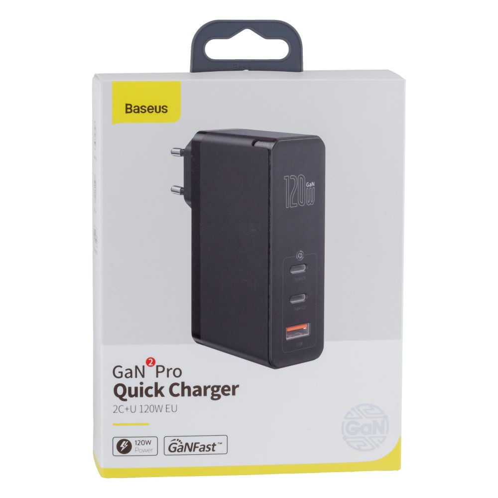 Мережевий Зарядний Пристрій Baseus GaN2 Pro Quick Charger, Cable Type-C  to Type-C, 120W, Black - 2