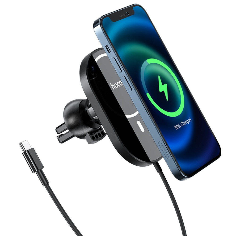 Автотримач Hoco CA90, Wireless Charging MagSafe, 15W, Black - 8