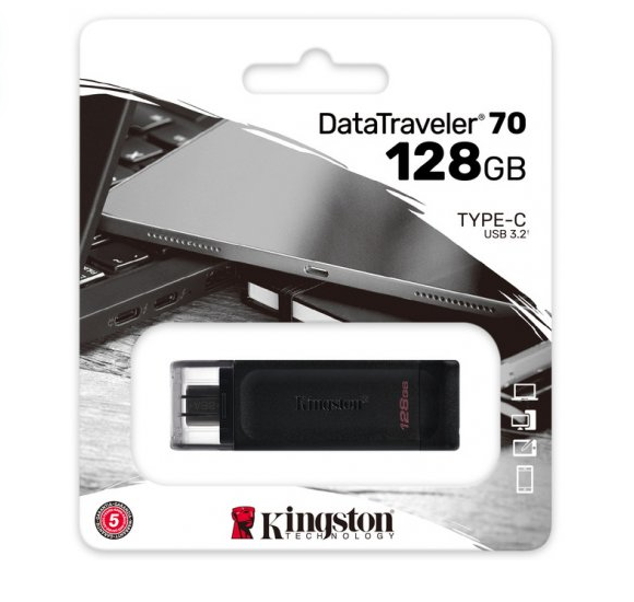 Флешка Kingston DT 70, USB 3.2, 256GB, Type-C - 1