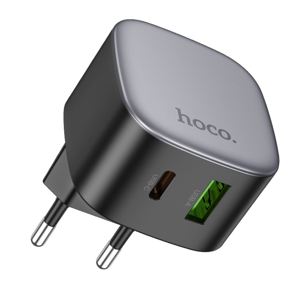 Мережевий зарядний пристрій Hoco CS32A, 1xUSB-C, 1xUSB, PD 20W, QC 3.0, Black - 3