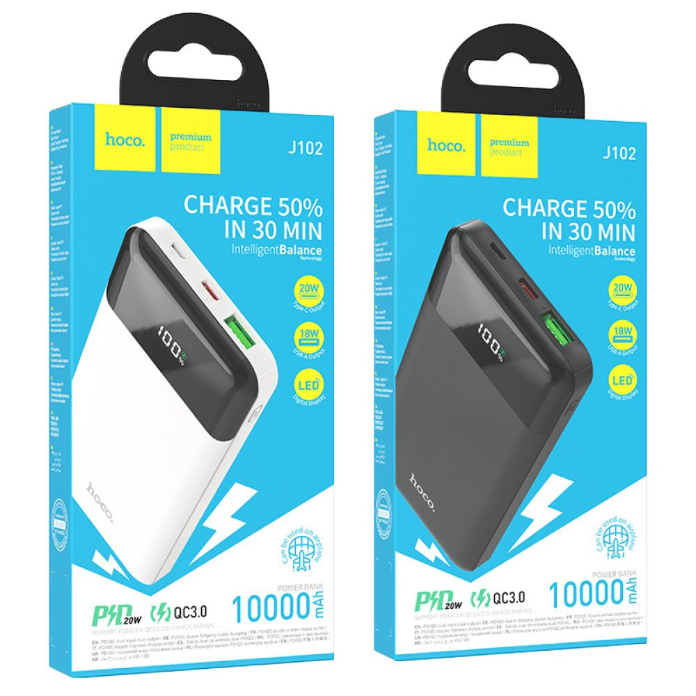 Універсальна мобільна батарея Hoco J102, PD 20W, QC 3.0, 10000 mAh Black - 7
