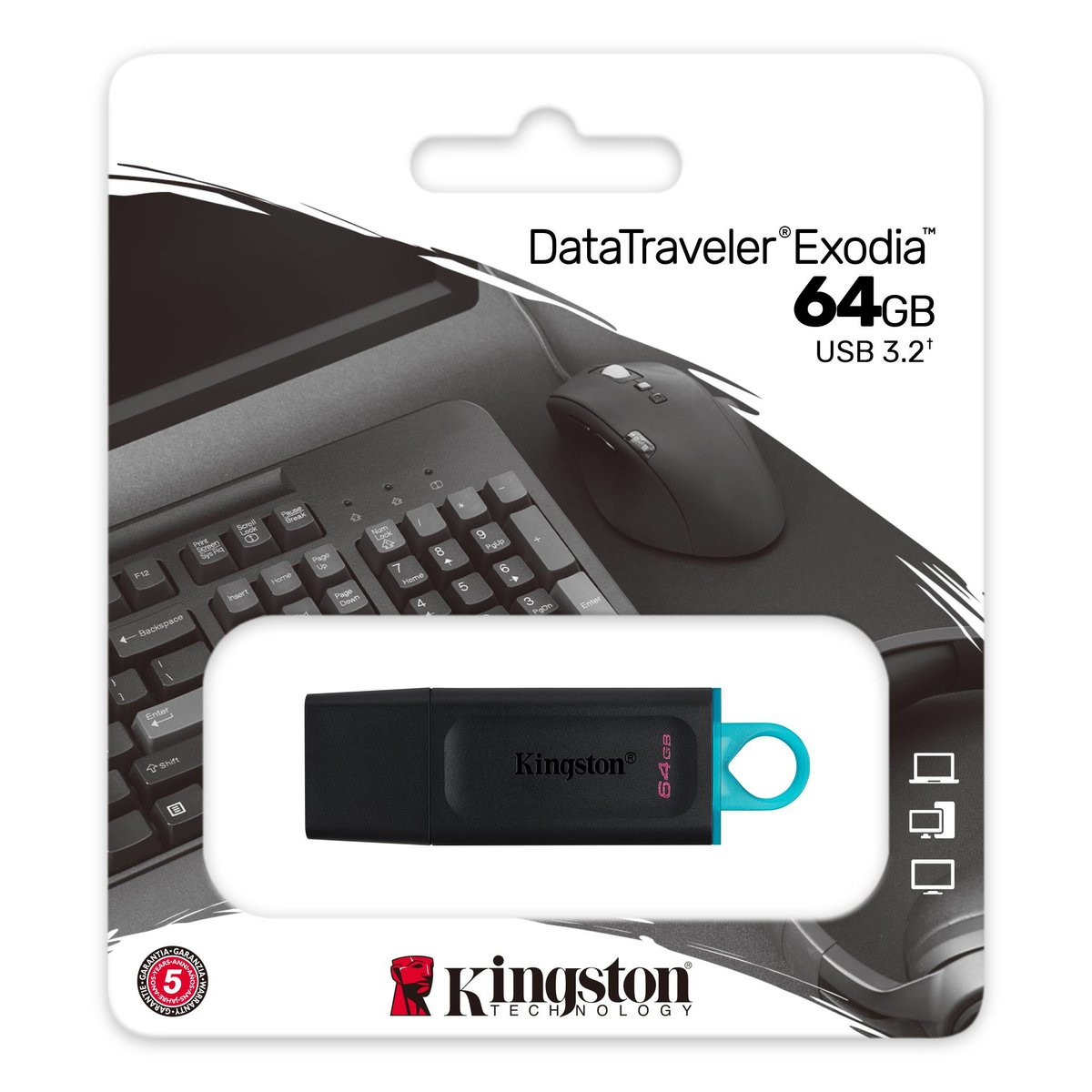 Флешка Kingston USB 3.2 DT Exodia 64GB Black/Teal - 3