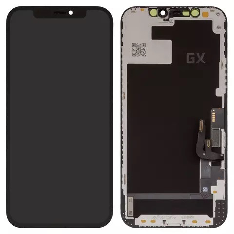 Дисплейний модуль для iPhone 12, iPhone 12 Pro, High Copy, без мікросхеми, OLED, GX OEM hard, Black - 1