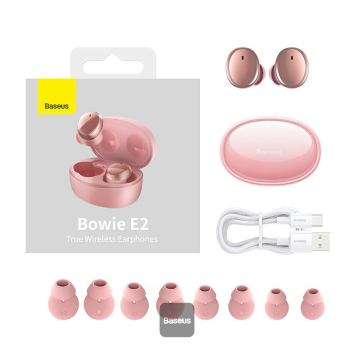 Безпровідна гарнітура Baseus True Wireless Earphones Bowie E2 Pink - 2