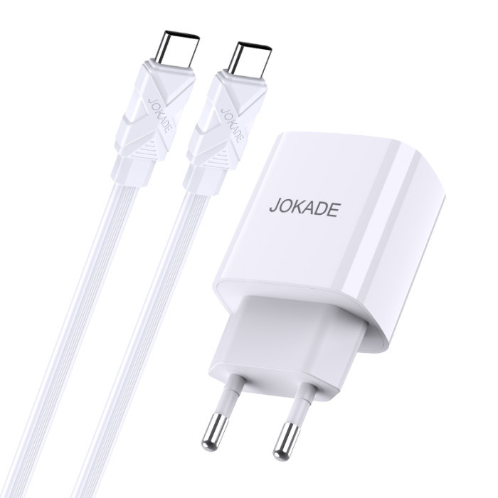Мережевий зарядний пристрій Jokade JB042, Cable Type-C to Type-C, PD 20W, White - 4