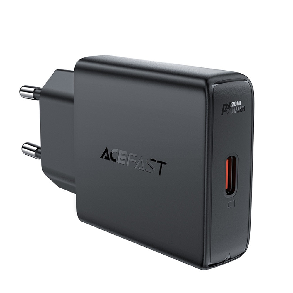 Мережевий зарядний пристрій Acefast A65, PD 20W, GaN, Black - 1