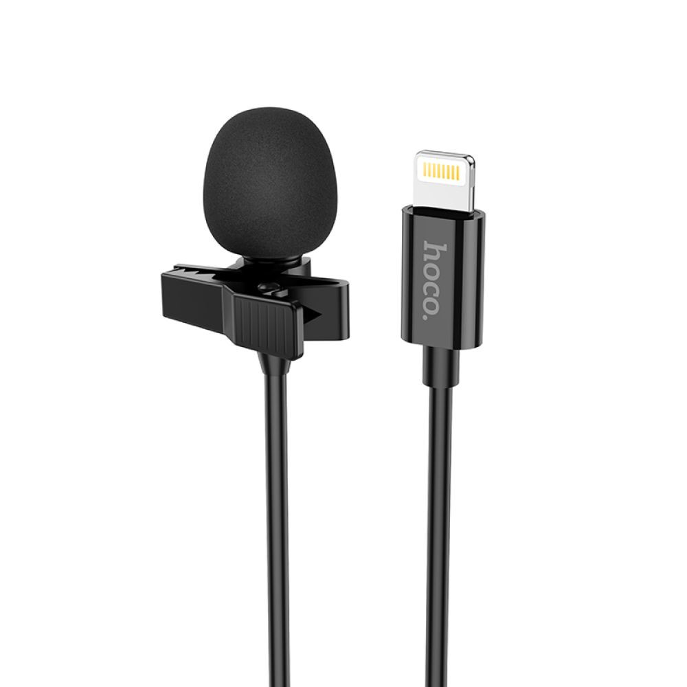 Мікрофон петличний провідний Hoco L14, Lightning, Black - 1