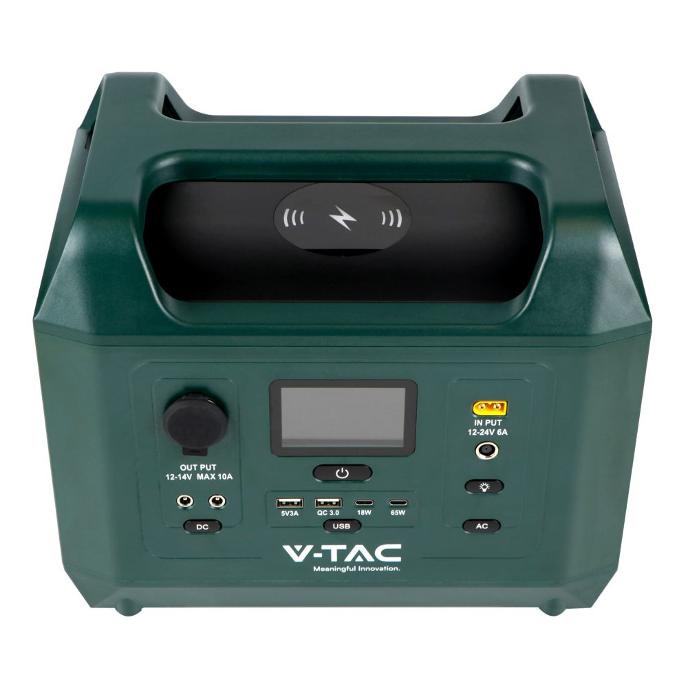 Портативна зарядна станція V-TAC VT-606N, 600W (Max. 1kW), 576Wh, QC 18W, PD 65W, DC, LiFePO4 Green - 3