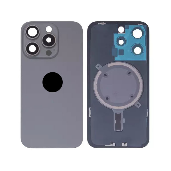 Задня кришка для iPhone 15 Pro, зі склом камери, High Copy, Natural Titanium - 1