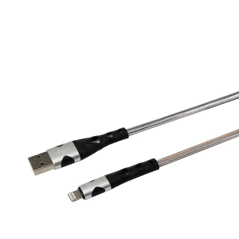 Кабель Hoco U105, Lightning, 1.2m, 2.4A, Gray - 9