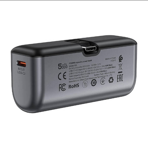 Універсальна мобільна батарея Acefast M9, 20W, Cable Type-C, 5000mAh, Black - 4