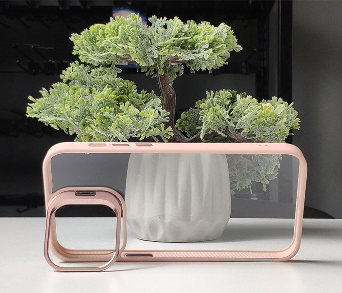 Чохол Defense Case Camera Stand with Camera Glass iPhone 15 Sand Pink - 2