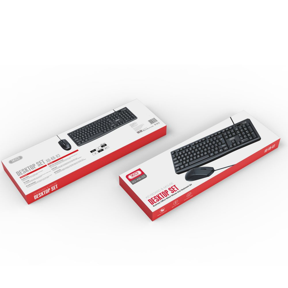 Провідна клавіатура і миша XO KB-03 Black - 2