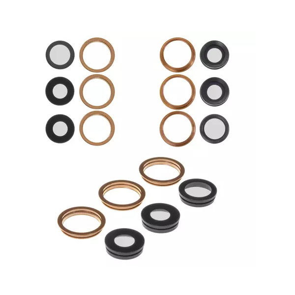 Скло камери для iPhone 11 Pro Max, з рамкою, комплект 6 шт., Gold - 1