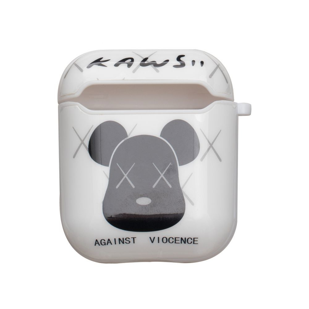 Silicone Case for AirPods Glossy Brand Kaws white - 1