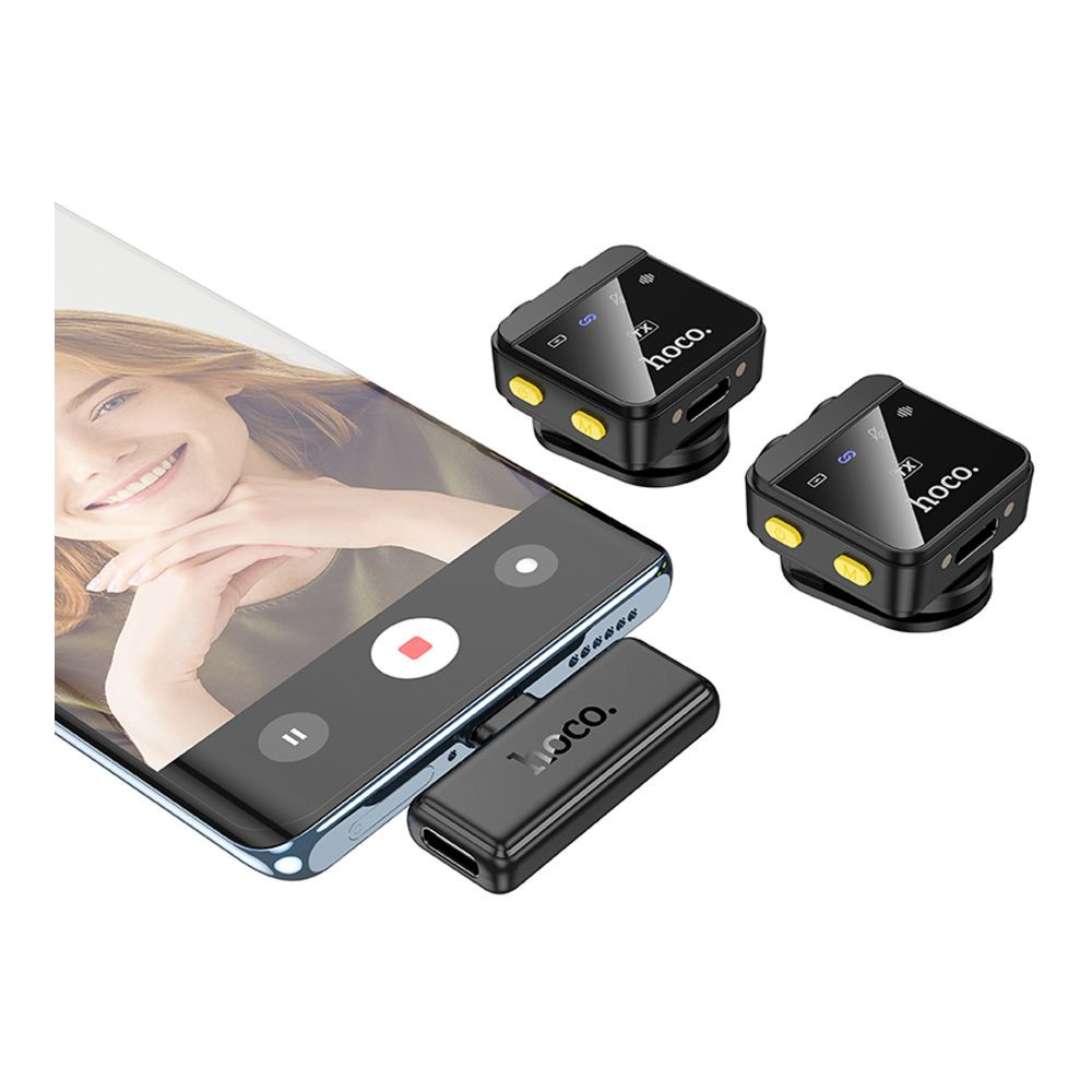 Мікрофон безпровідний Hoco L17, Type-C/Lightning, Dual-mic, Black - 6