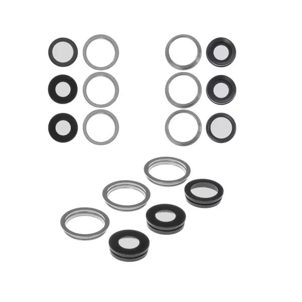 Скло камери для iPhone 11 Pro Max, з рамкою, комплект 6 шт., Silver - 1