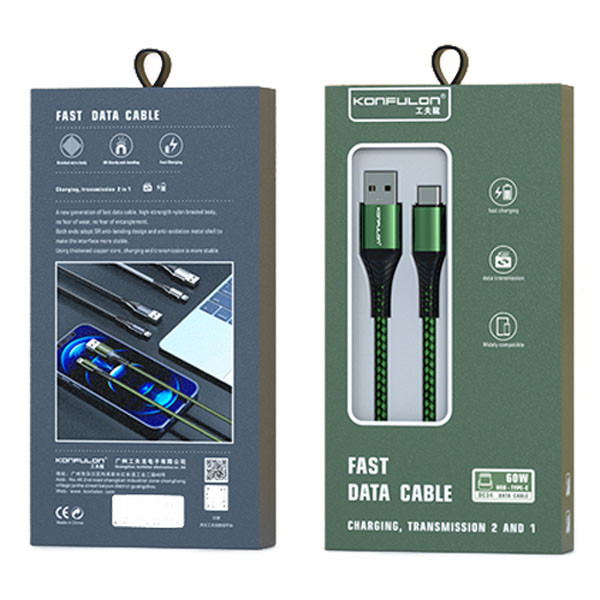 Кабель Konfulon DC34 Type-C, 1m, 60W Black - 2