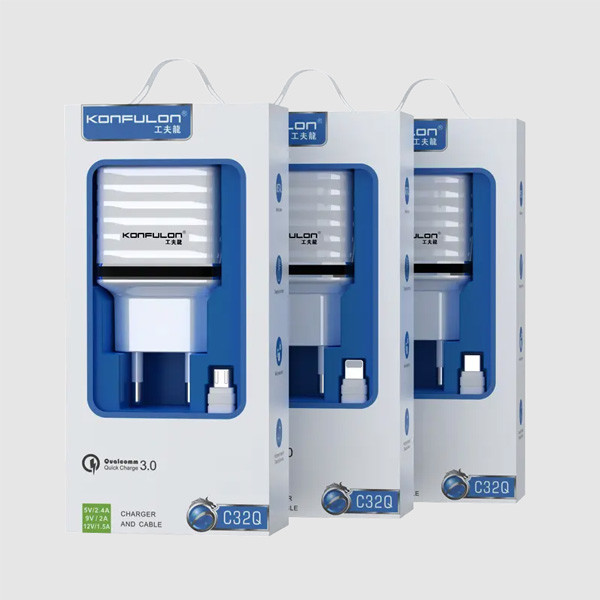 Мережевий зарядний пристрій Konfulon C32Q, Cable MicroUSB, 18W, White - 2
