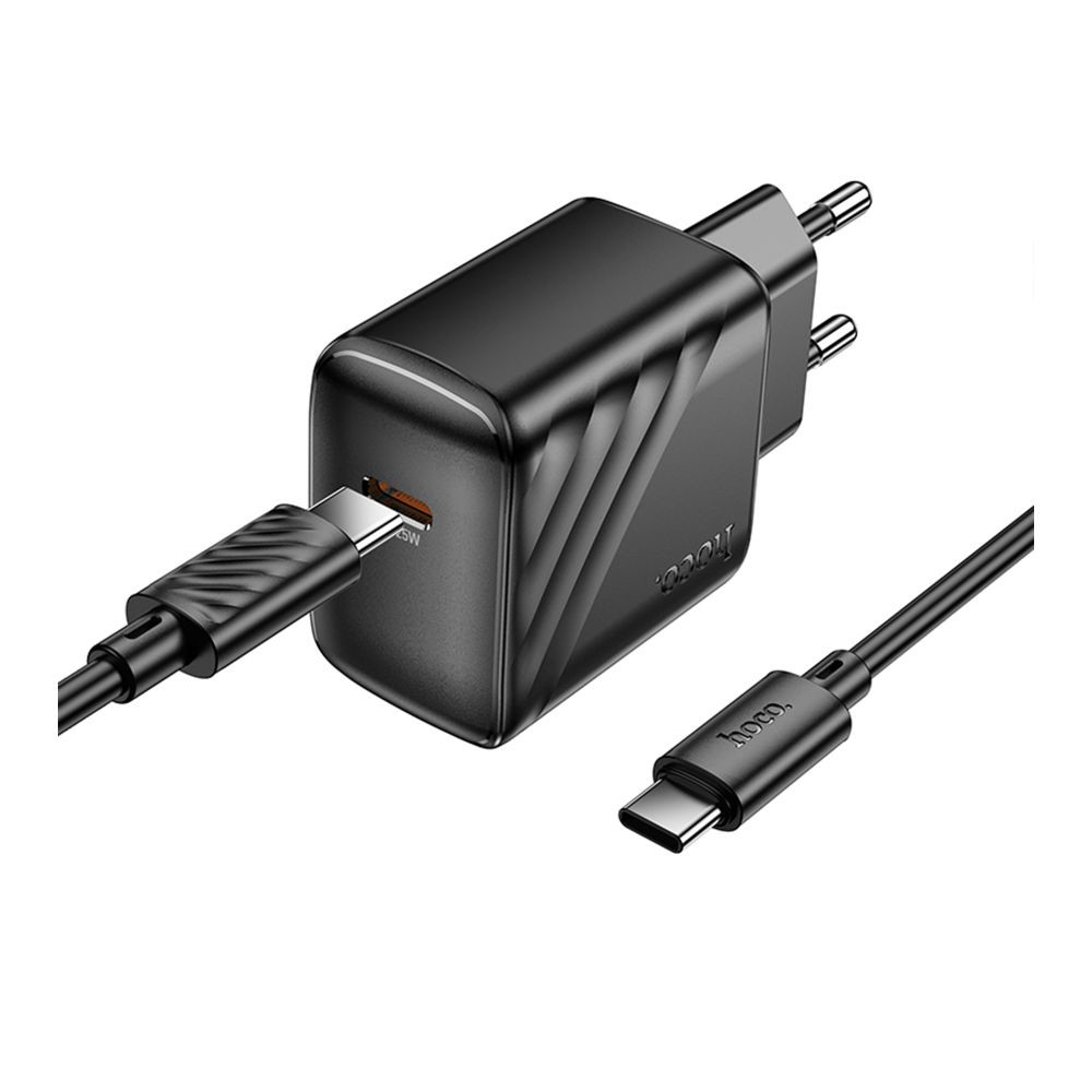 Мережевий зарядний пристрій Hoco CS24A, Cable Type-C to Type-C, 25W, Black - 6