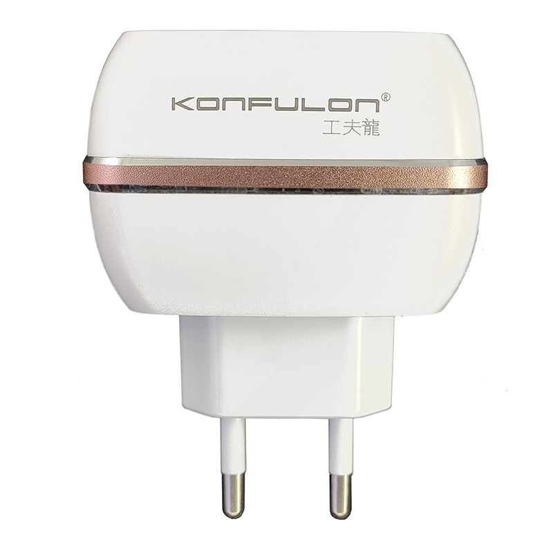 Мережевий зарядний пристрій Konfulon C23, Cable Lightning, 2xUSB, 2,4A, White - 1