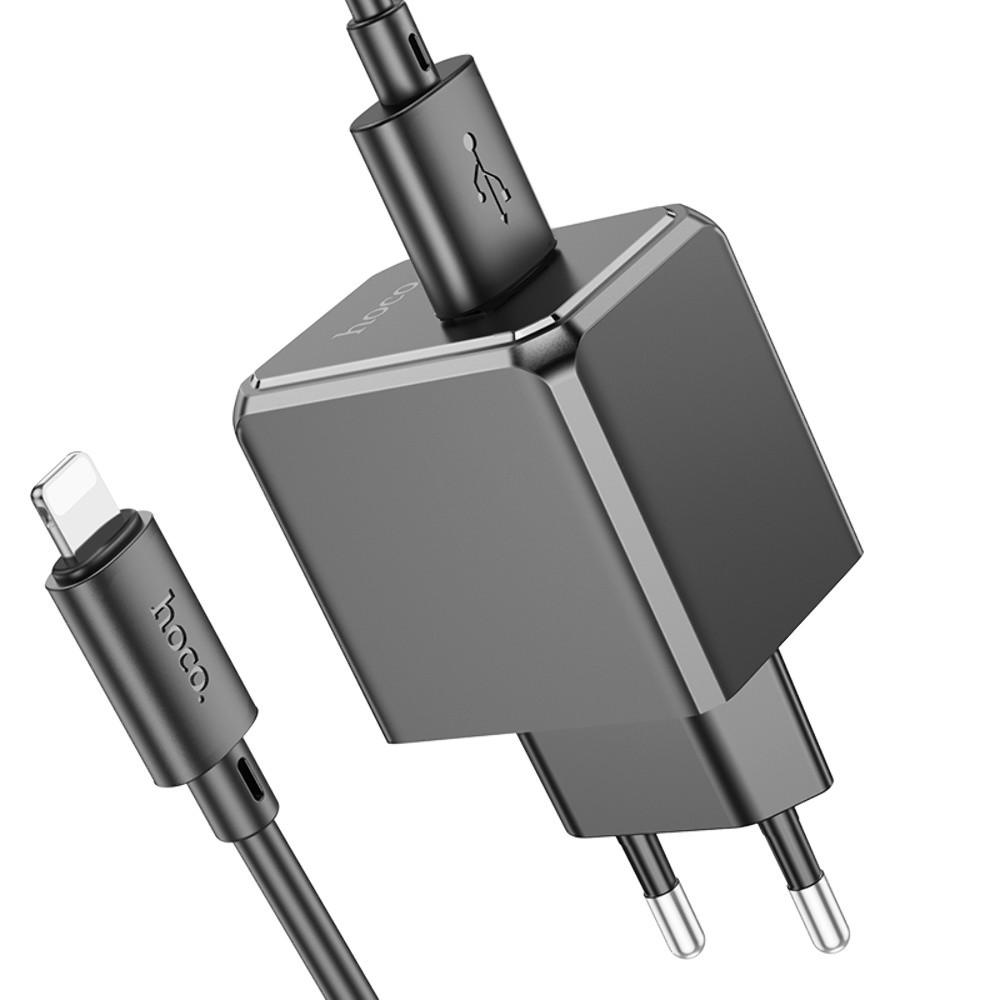 Мережевий зарядний пристрій Hoco CS11A, Cable Lightning, Black - 7
