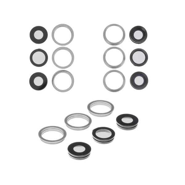 Скло камери для iPhone 11 Pro, з рамкою, комплект 6 шт., Silver - 1