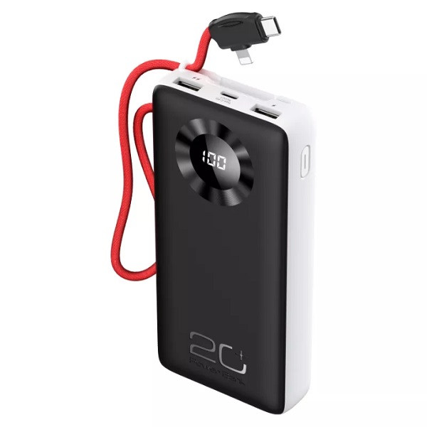 Power Bank Konfulon J08, PD 15W 20000 mAh, Cable Type-C+Lightning White - 1