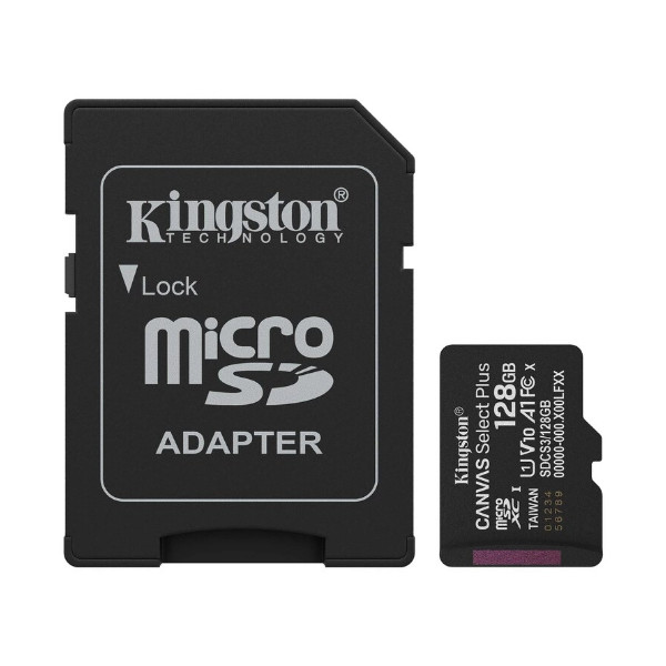 Карта пам'яті Kingston Canvas Select Plus Gen3, 128Gb, micro SDXC UHS-1, class 10 А1, adapter SD - 1