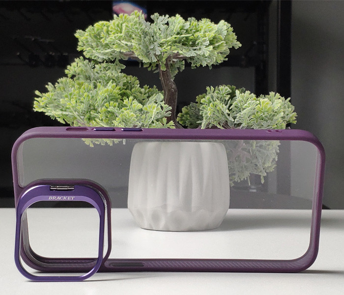 Чохол Defense Case Camera Stand with Camera Glass iPhone 15 Pro Max Purple - 2