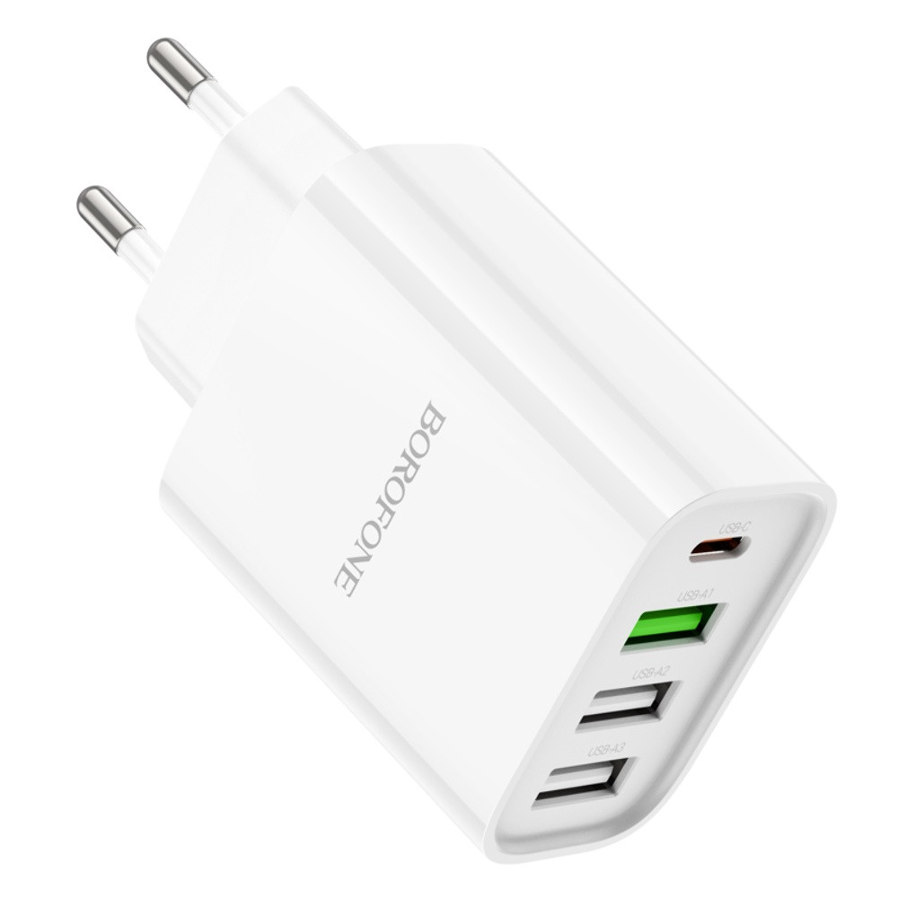 Мережевий зарядний пристрій Borofone BA79A, PD 20W, QC 3.0, 3xUSB-A, 1xType-C, White - 2