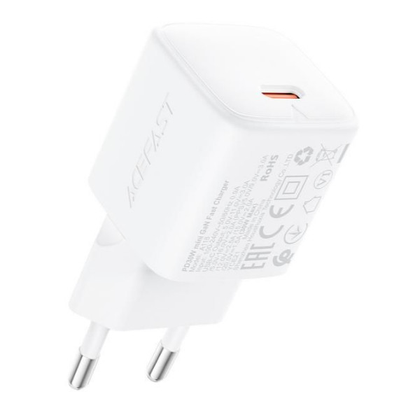 Мережевий зарядний пристрій Acefast A118, PD 30W, mini GaN, White - 1