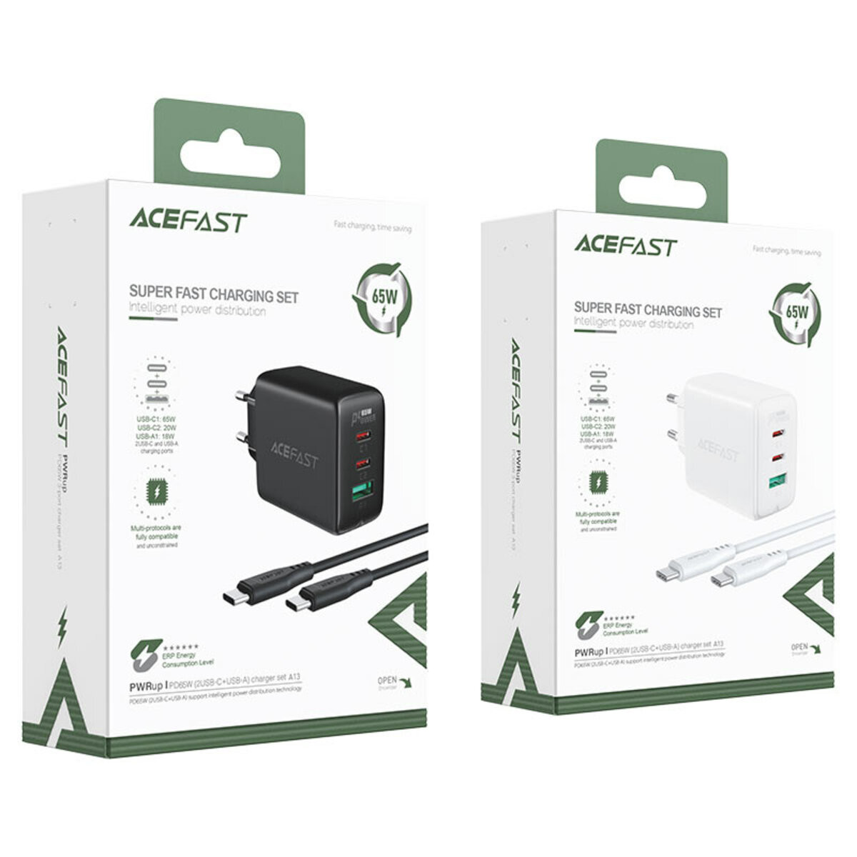 Мережевий зарядний пристрій Acefast A13 PD 65W, 2xUSB-C,1xUSB-A, Cable Type-C to Type-C Black - 9
