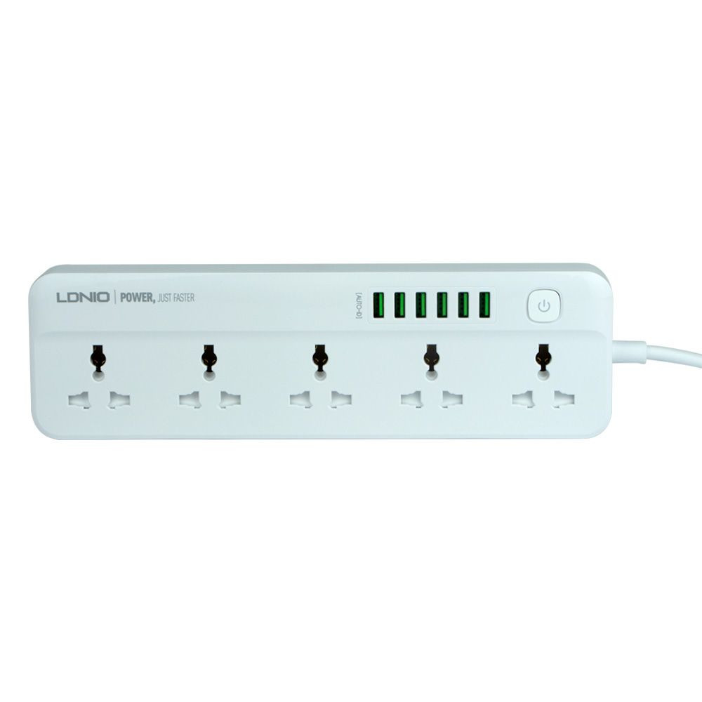 Мережевий подовжувач LDNIO SC5614, 5xSocket/6xUSB-A, 2m, White - 1