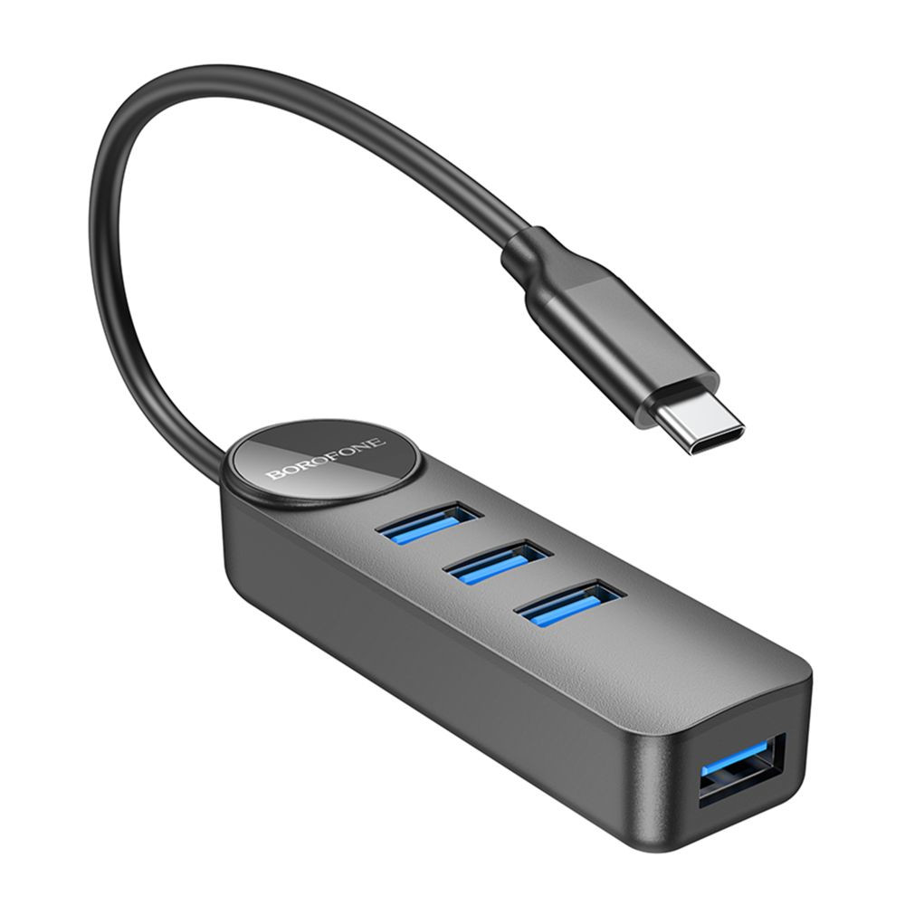 USB-хаб Borofone DH5, 4 in 1, Type-C to 4xUSB 3.0, 0.2m, Black - 6