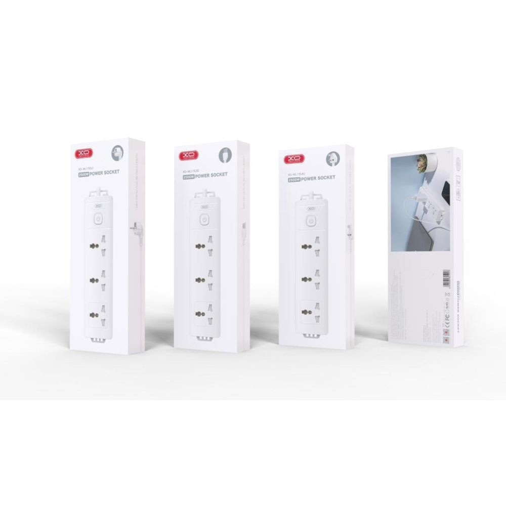 Мережевий подовжувач XO WL17, 3xSocket, 2m, White - 3