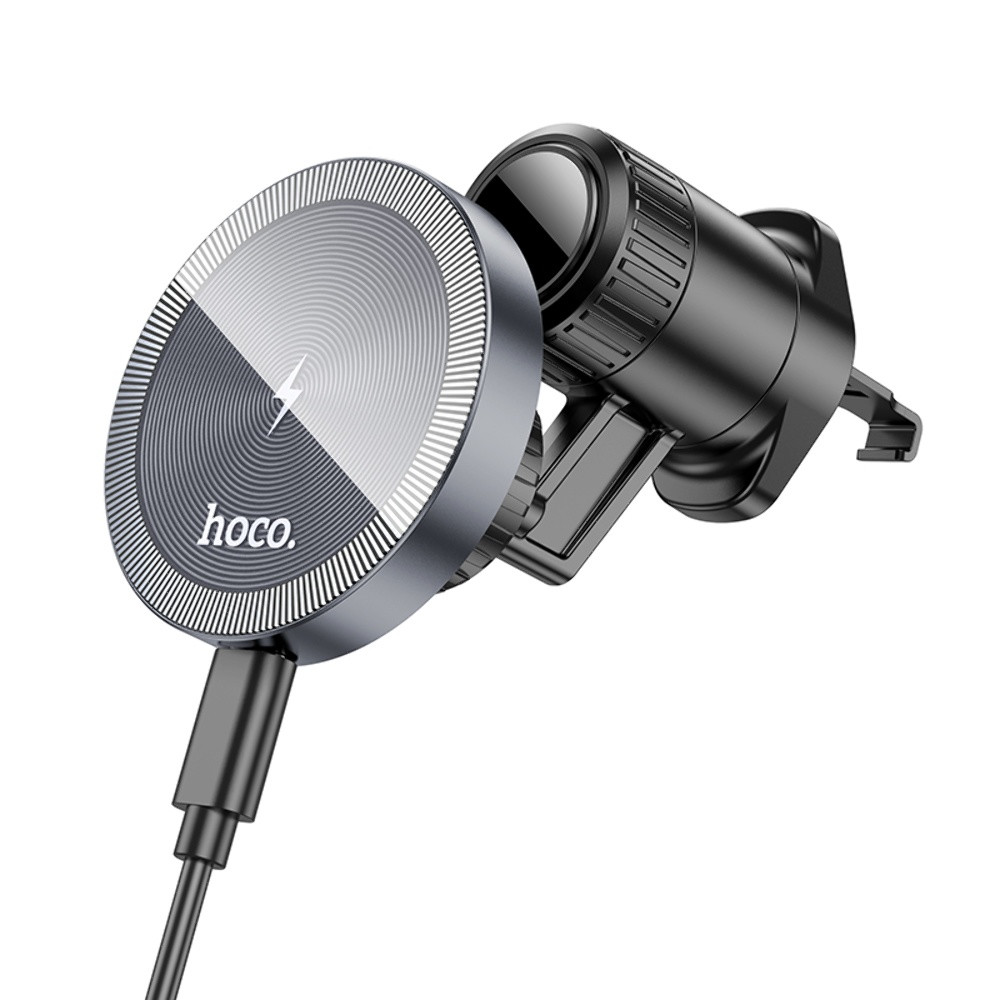 Автотримач Hoco HW6, Wireless Charging MagSafe, 15W, Dark Gray - 1
