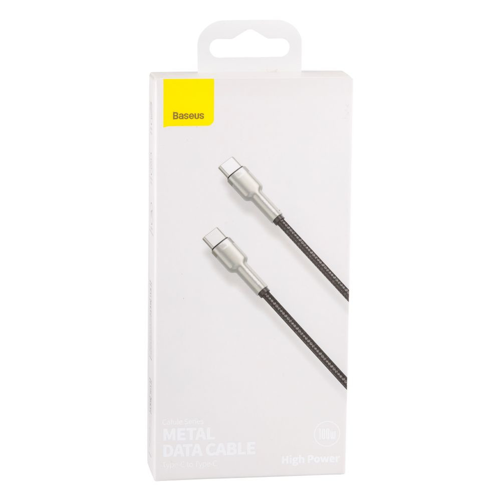 Кабель Baseus Cafule Metal Data Cable, Type-C to Type-C, 100W, 1m, Black - 5
