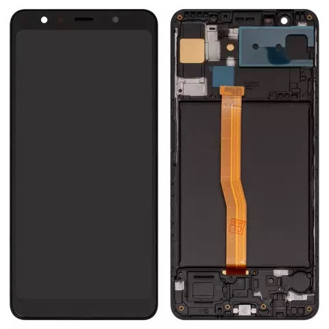 Дисплейний модуль для Samsung A750 Galaxy A7 (2018), з рамкою, High Copy, OLED, Black - 1
