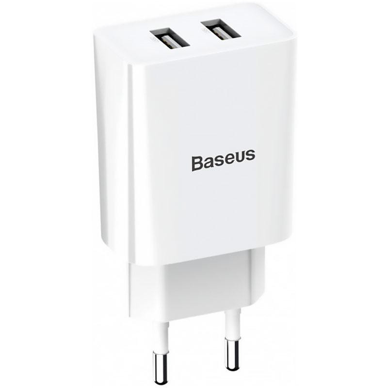 Мережевий Зарядний Пристрій Baseus Speed Mini Dual, 10.5W, 2A, White - 3
