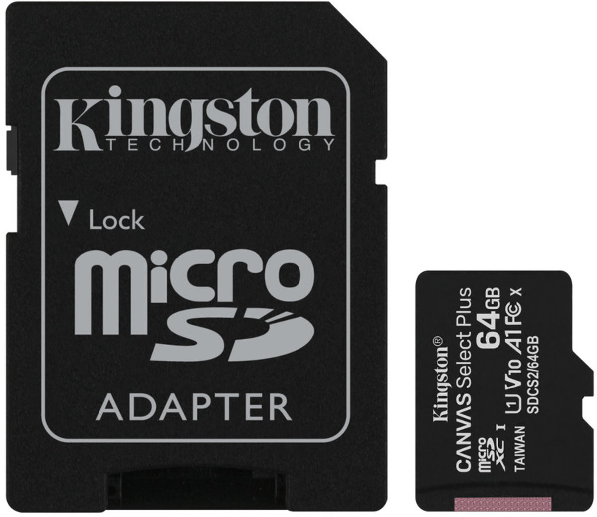 microSDXC (UHS-1) Kingston Canvas Select Plus 64Gb class 10 А1 (R-100MB/s) (adapter SD) - 1
