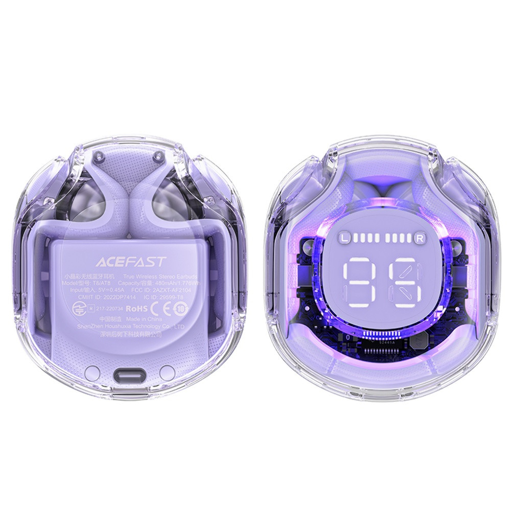 Безпровідна гарнітура Acefast T8 Crystal, Alfalfa Purple - 12