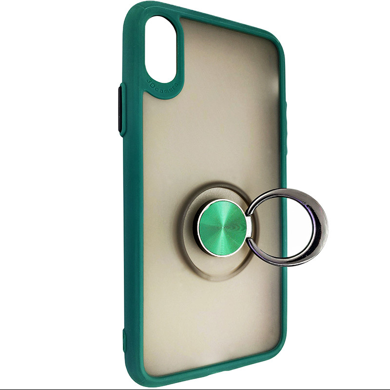 Чохол Totu Copy Ring Case iPhone X/XS Green+Black - 2