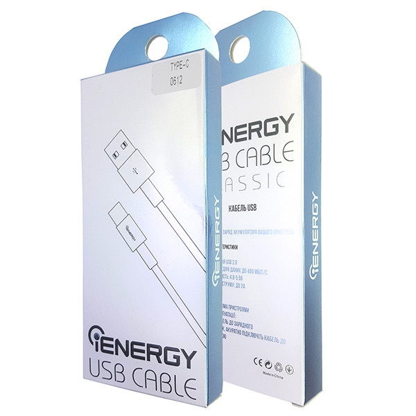 Кабель iEnergy USB Classic Type-C, 1m, 2A, White - 2