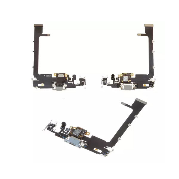 Шлейф для iPhone 11 Pro Max, з роз'ємом зарядки та мікрофоном, Original PRC, Matte Silver - 1